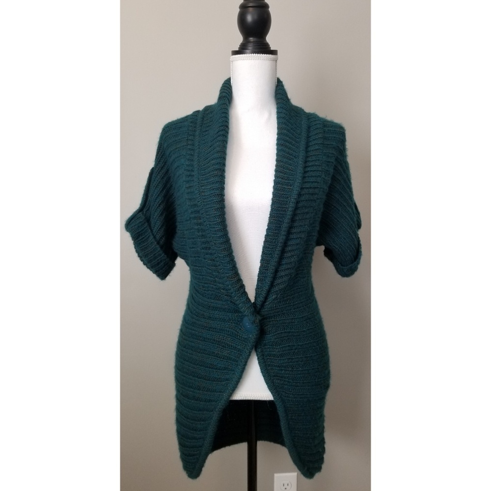 Turquoise/Brown Chunky-Knit Sweater